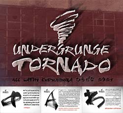 霸气的英文书法字体：Undergrunge Tornado